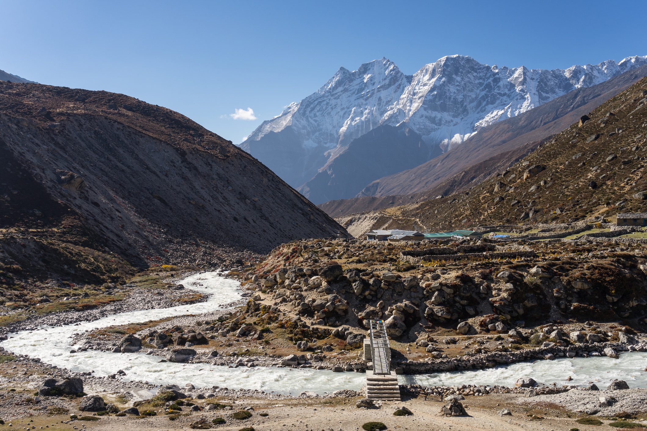 Small village in front of Kongde Ri, Everest region, Nepal