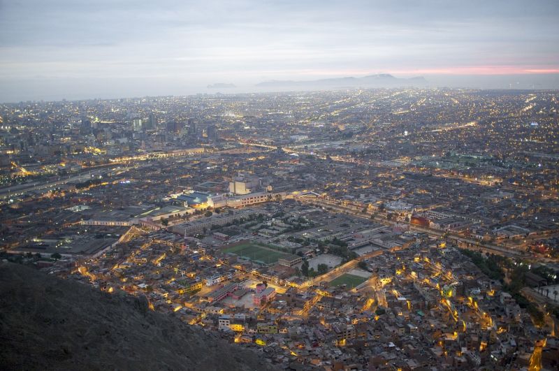 Lima cityscape from above at dusk