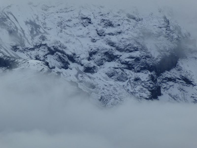 Close up of Uhuru Peak in snowy December Kilimanjaro