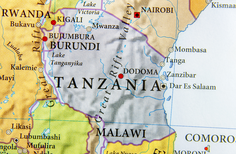 Relief map of Tanzania