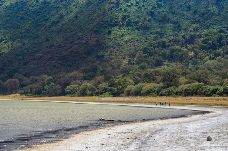 Tourists walking inside Crater Empakaai (Ngorongoro Conservation Area) Tanzania