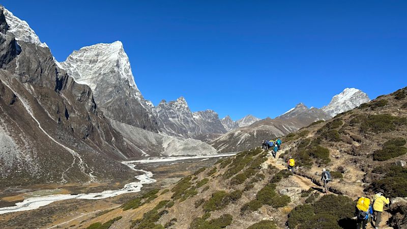 River and trekkers high on EBC trek route 