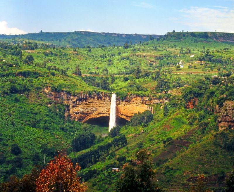 Panoramic view of Sipi Waterfall in Uganda's Mt Elgon National Park