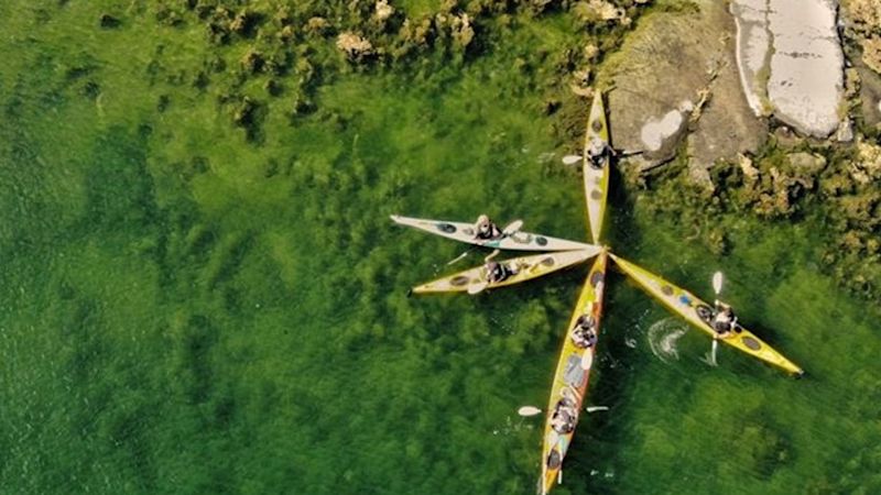 Sweden Drone Shot of Kayaks