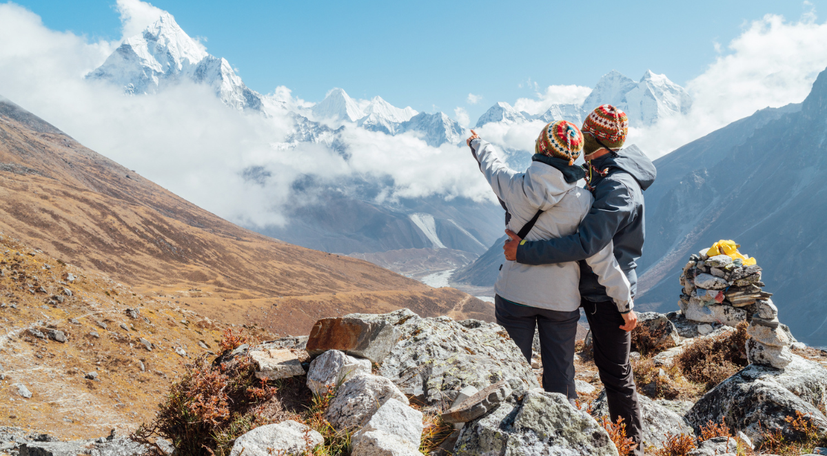 Couple having a rest with Everest view
