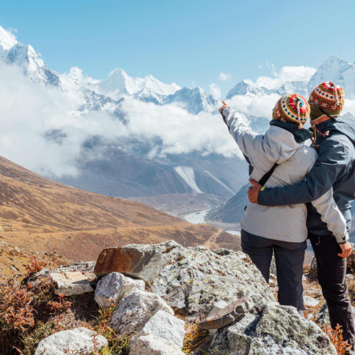 Couple having a rest with Everest view