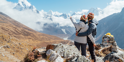 Couple having a rest with Everest view