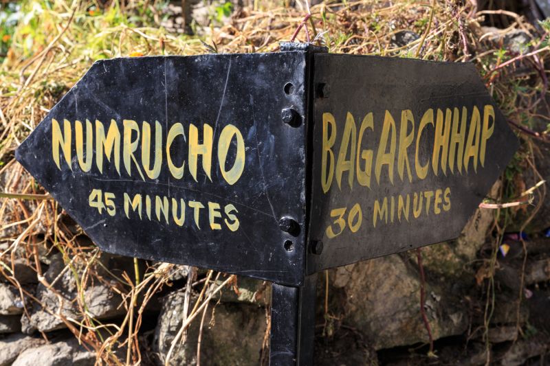 Bagarchhap sign on Annapurna Circuit route in Nepal