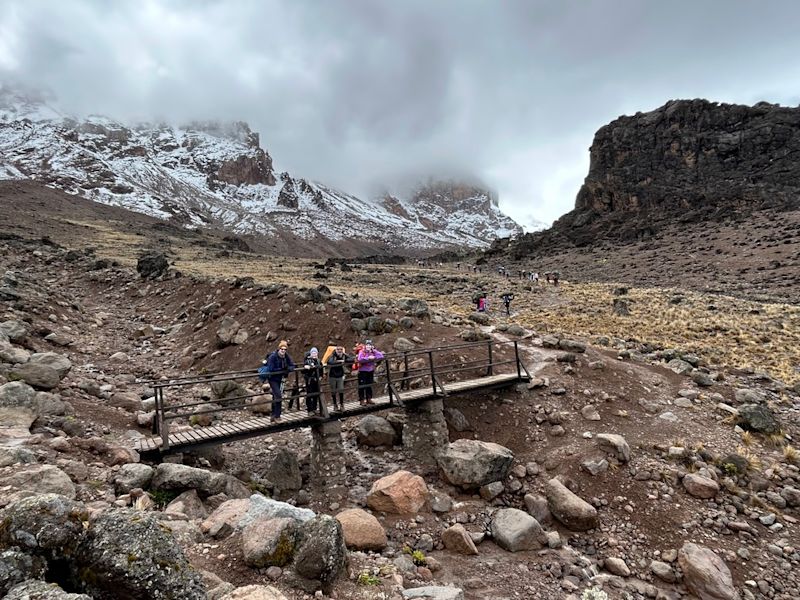  Lemosho route Day 4 bridge alpine desert 