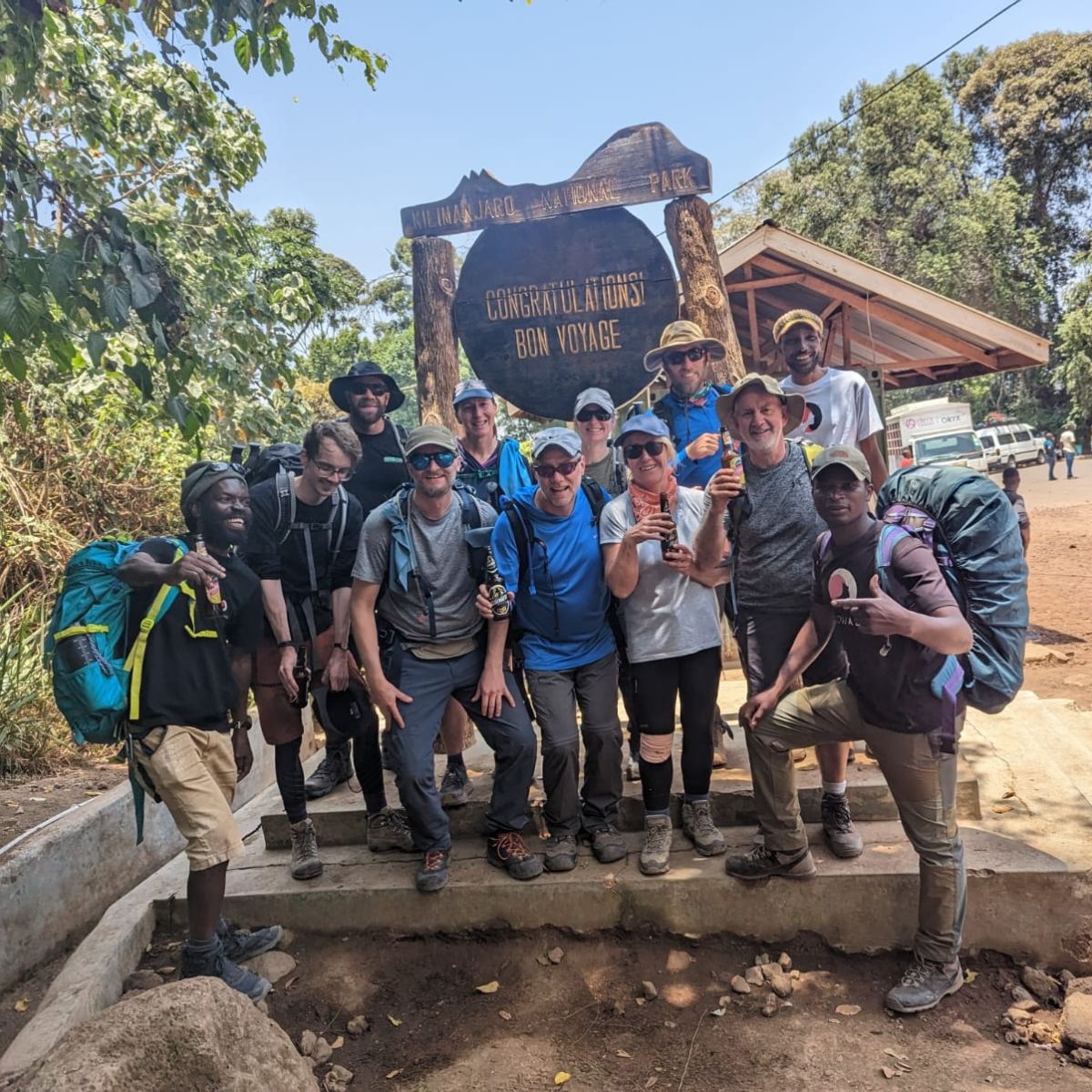 Kilimanjaro group pic bon voyage sign