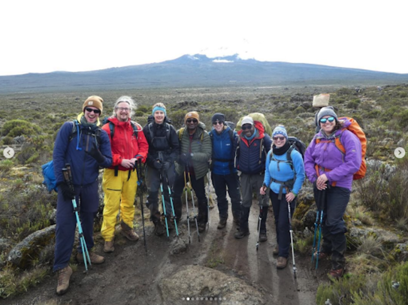 Group pic on moorland with Uhuru Peak in background