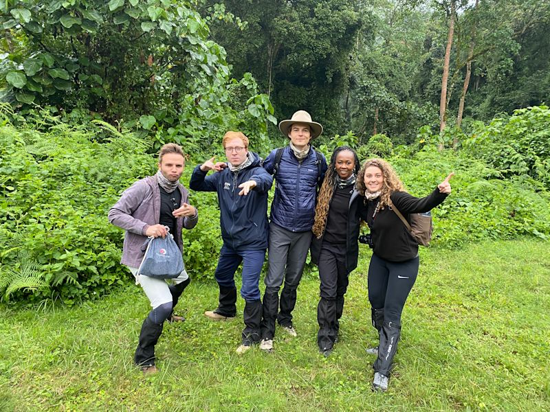 Group of travellers setting out on a gorilla trek