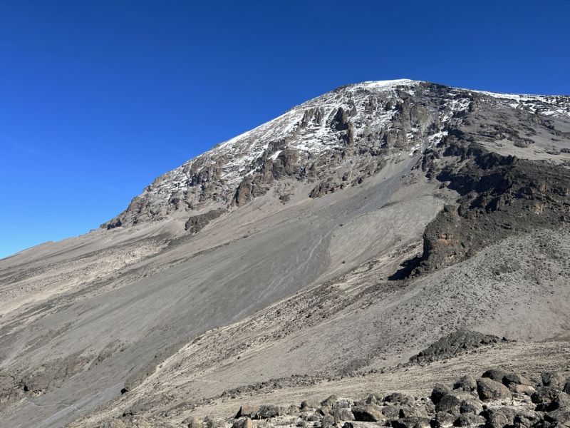 Close up of Uhuru Peak from Barafu Camp on Kilimanjaro 