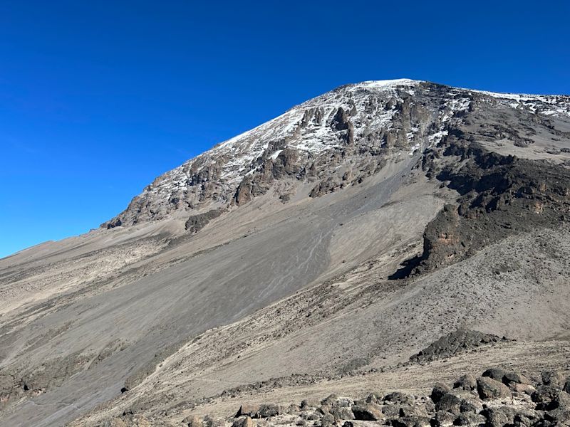 Close up of Uhuru Peak from Barafu Camp on Kilimanjaro 