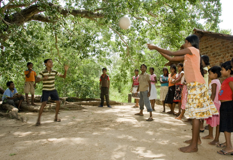 Children in Sri Lanka playing volleyball