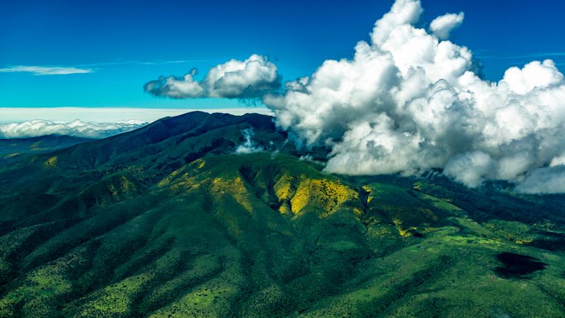 Aerial view Mt Lemakarot, NCA, Tanzania 