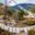 Traditional prayer multicolor Tibetan Buddhist flags Lung Ta over the river in Bhutan in the Thimphu River valley.