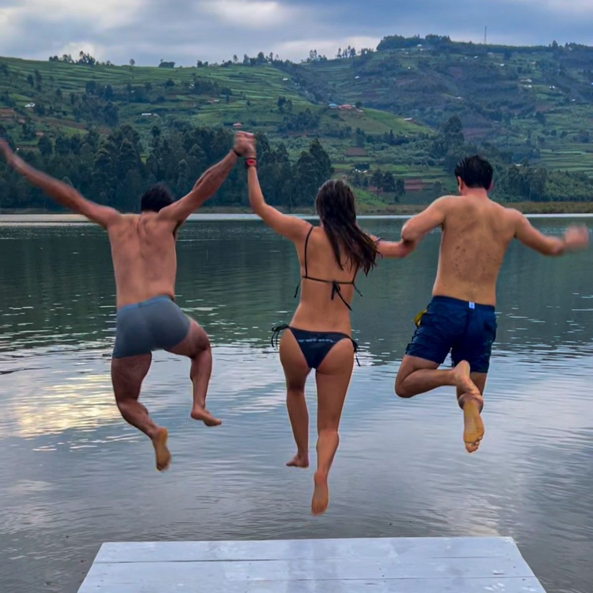 Swimming in crater lakes in Uganda