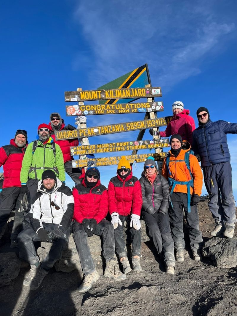 Group pic Kilimanjaro summit Uhuru Peak February 2023 