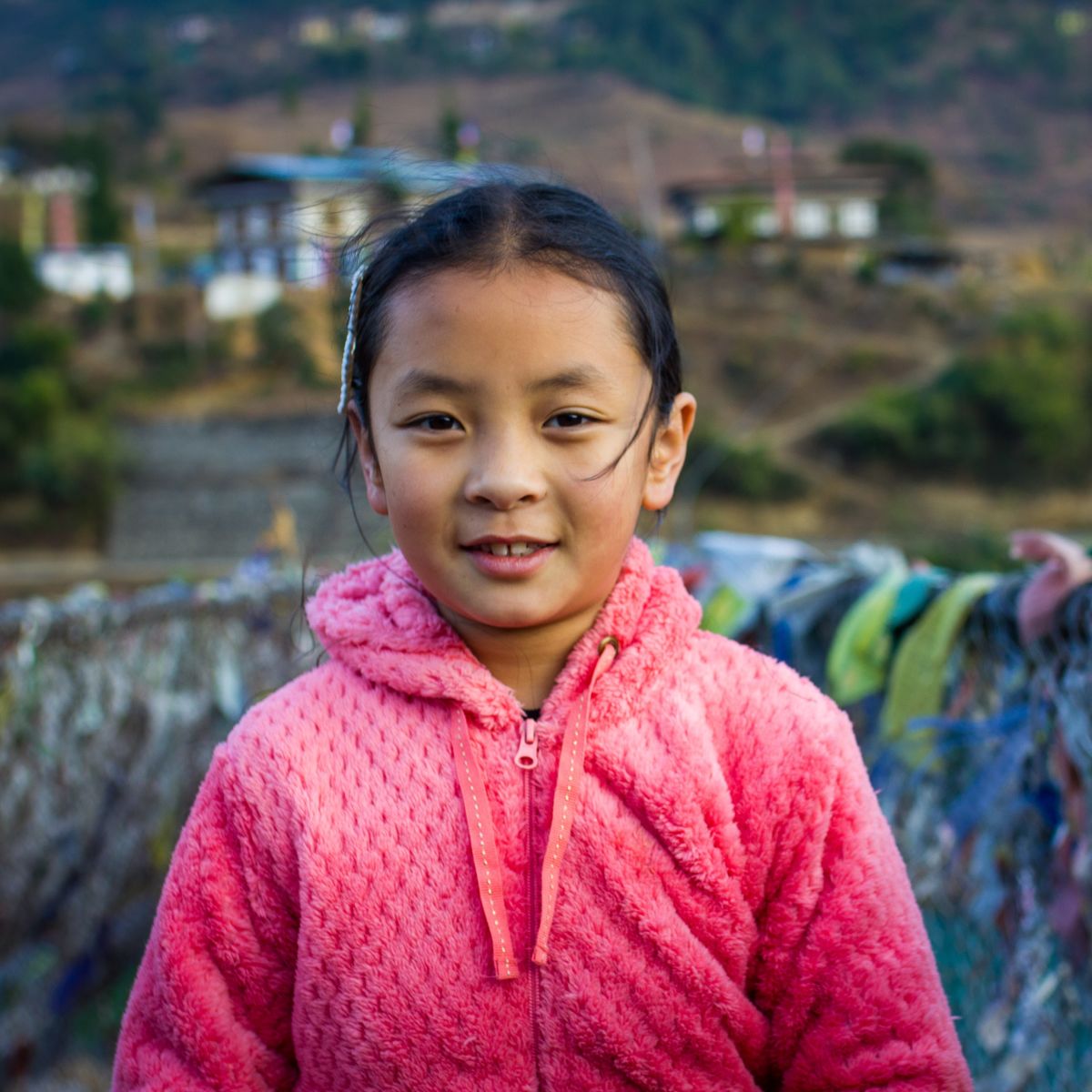 Bhutan girl in pink hoodie
