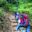 Group hikes in rainforest. Mount Kilimanjaro.