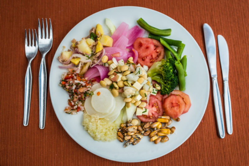 vegetables dish in the Peruvian Andes, food at Cusco Peru