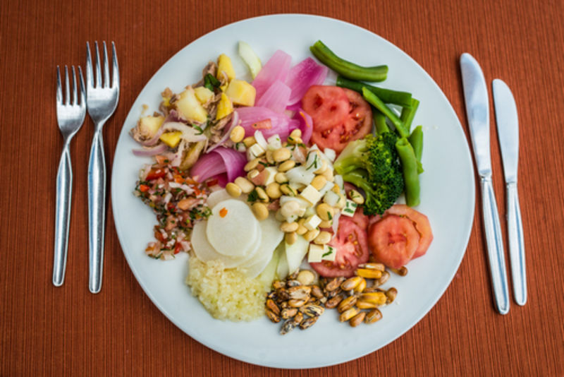 vegetables dish in the Peruvian Andes, food at Cusco Peru 