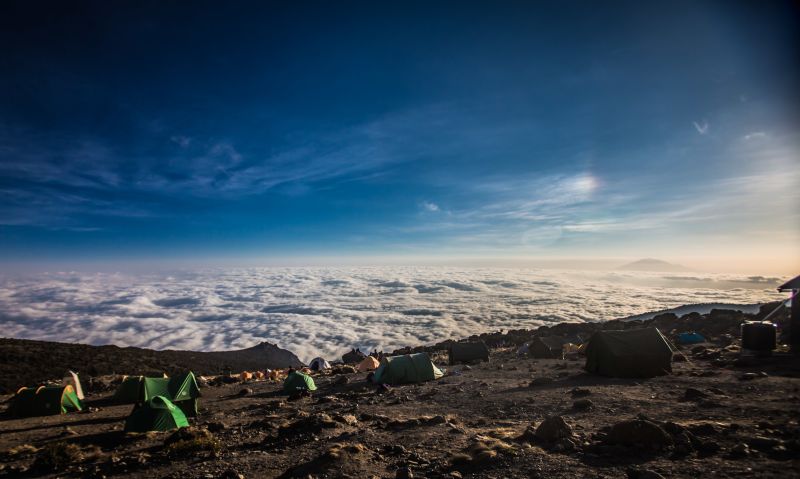 Stunning views over the clouds from Kilimanjaro campsite
