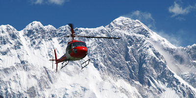 Pur. Helicopter and Lhotse mountain Everest Base Camp trek
