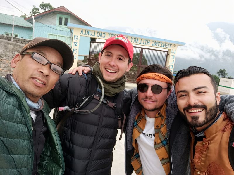 Ang Gelu with Stefano, Hiram and Oldo, EBC trek, griup selfie, Nepal