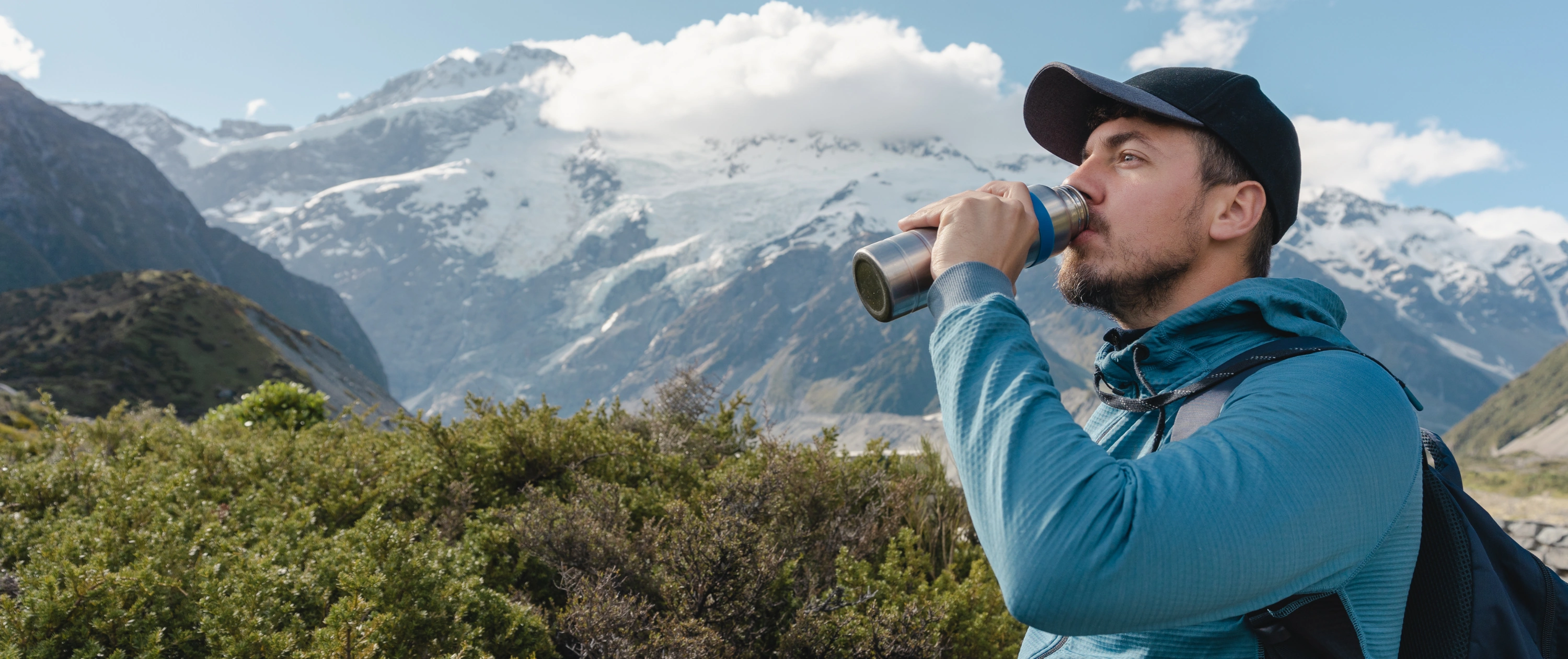 Climber drinking water 