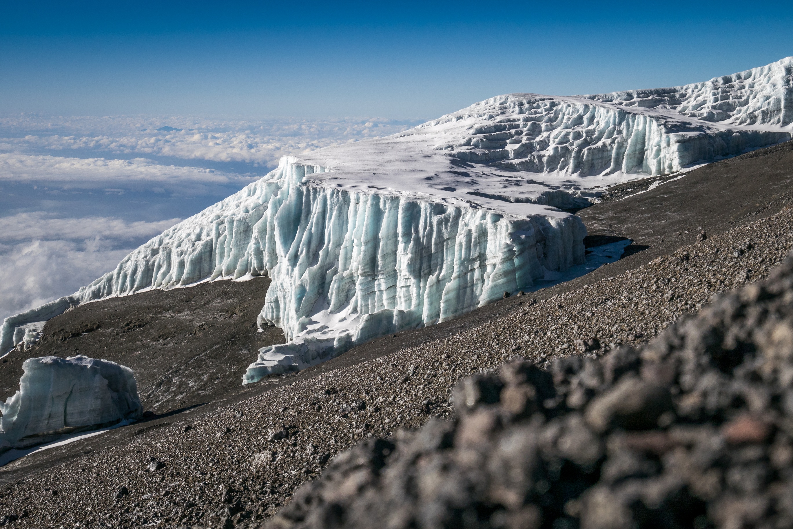 Glaciers on Mount Kilimanjaro, Tanzania. Glaciers on Kibo, Mount Kilimanjaro