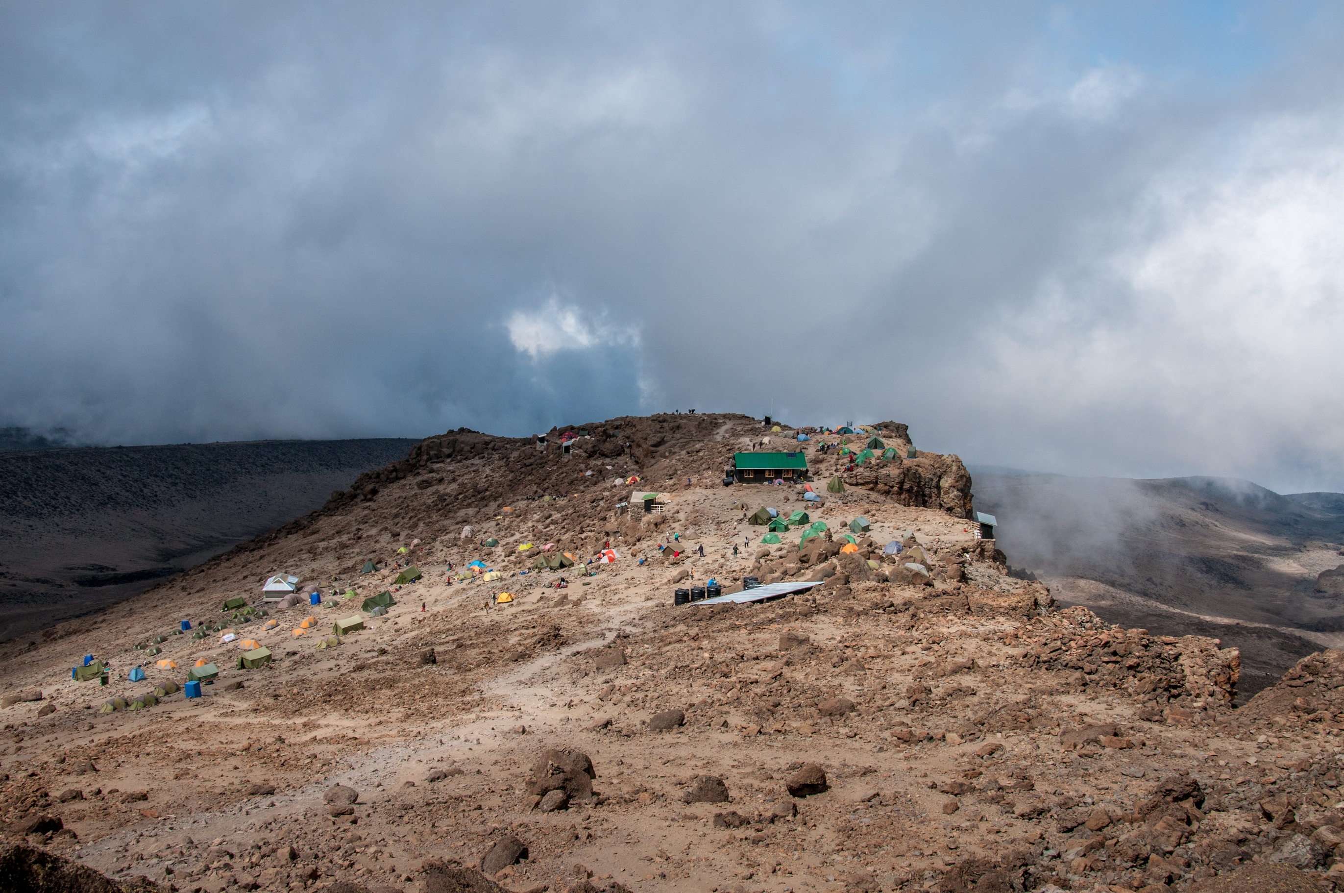 Barafu Hut and Camp, Kilimanjaro. The campsite at Barafu for the final night before summit attempt on Kilimanjaro