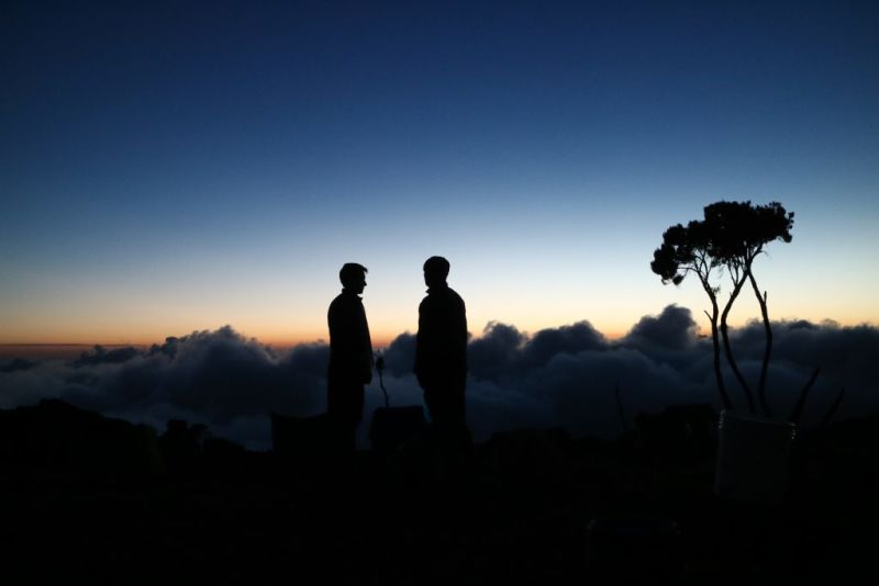 nighttime Kilimanjaro silhouettes