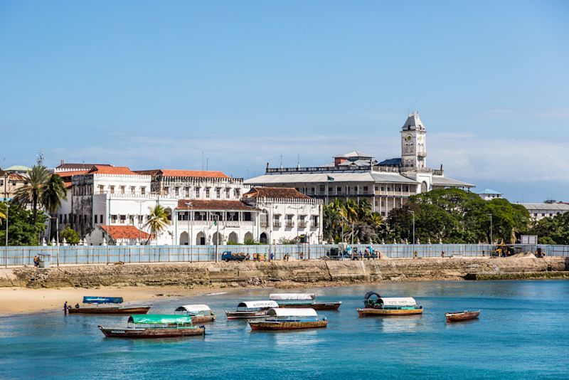 Beautiful blue sea in Stone Town in the island of Zanzibar in Tanzania