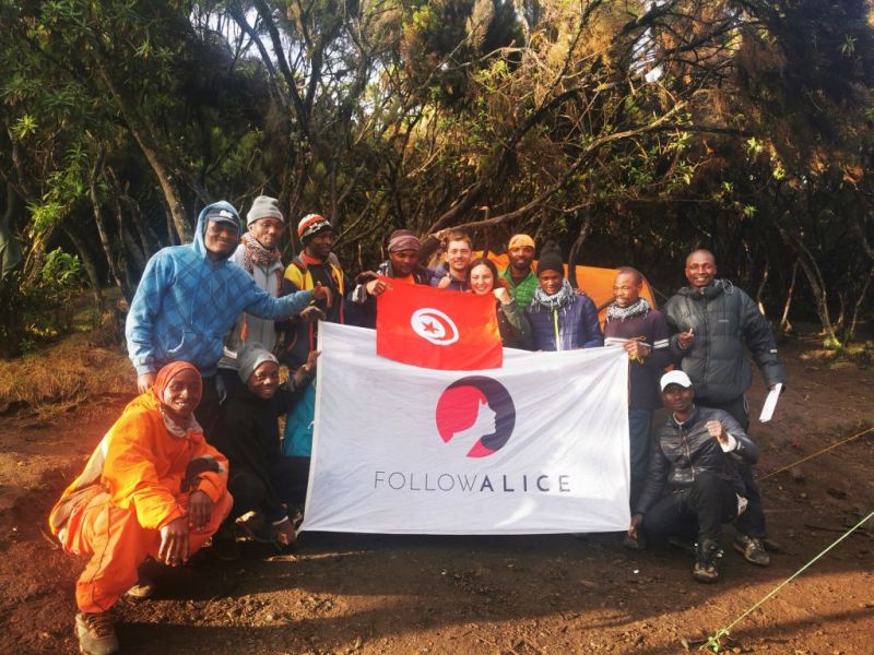 Follow Alice mountain crew with Arwa and Matthieu at Mweka Gate, Kilimanjaro