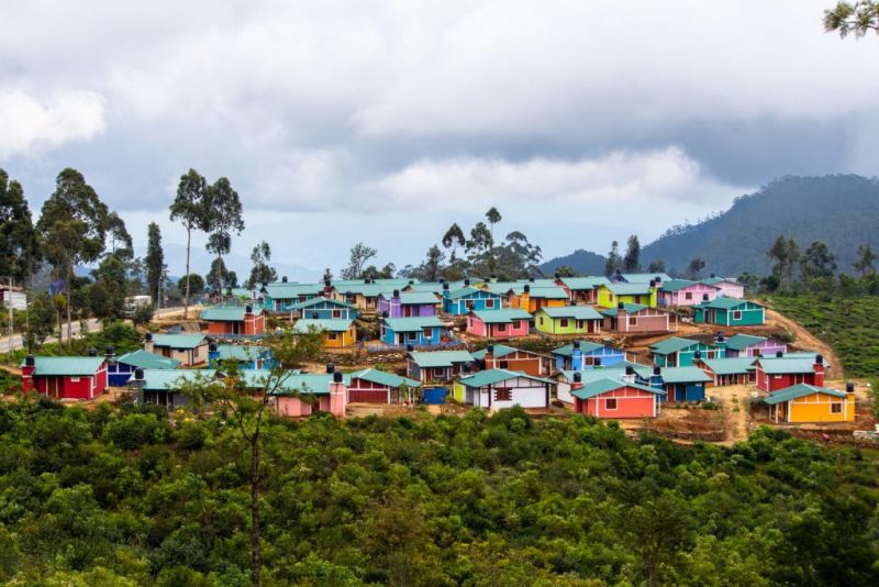 Colourful homes of Ragala town Sri Lanka
