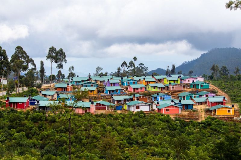 Colourful homes of Ragala town Sri Lanka
