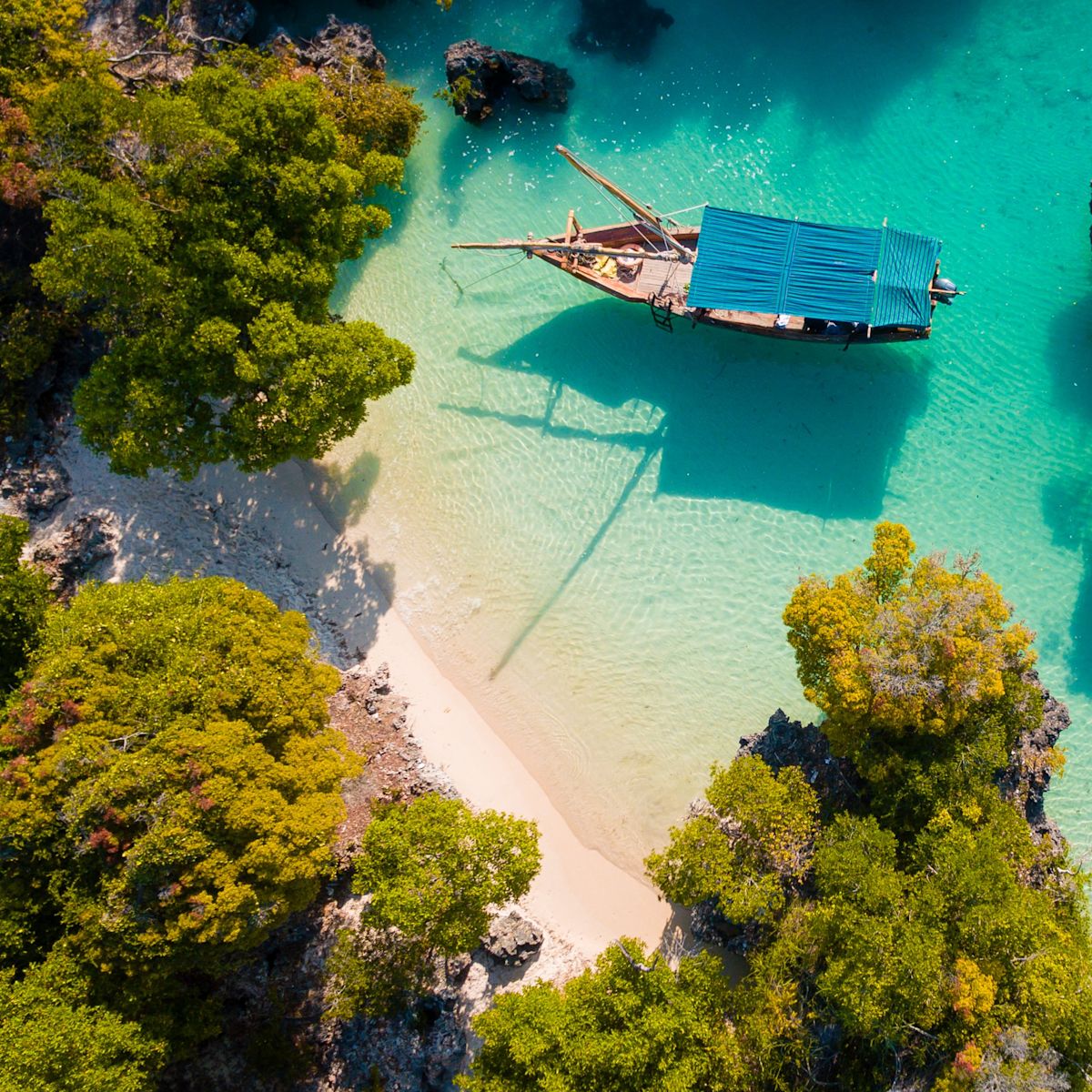 Aerial view of Pamunda Island, Zanzibar