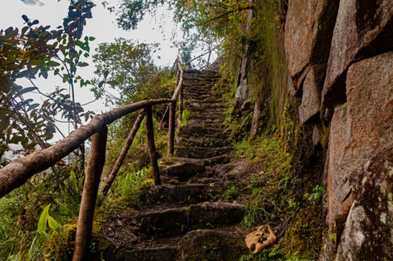 Stone staircase on the Inca trail, Peru