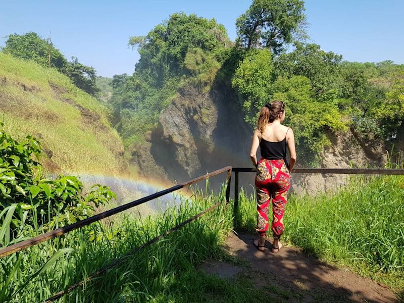 Girl looking out over Murchison Falls in Uganda