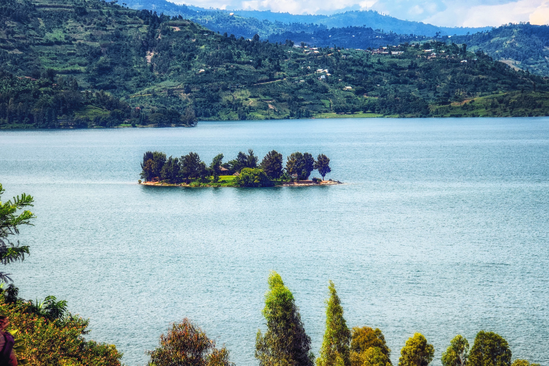 Lake Kivu, one of the largest of the African Great Lakes, In Rwanda