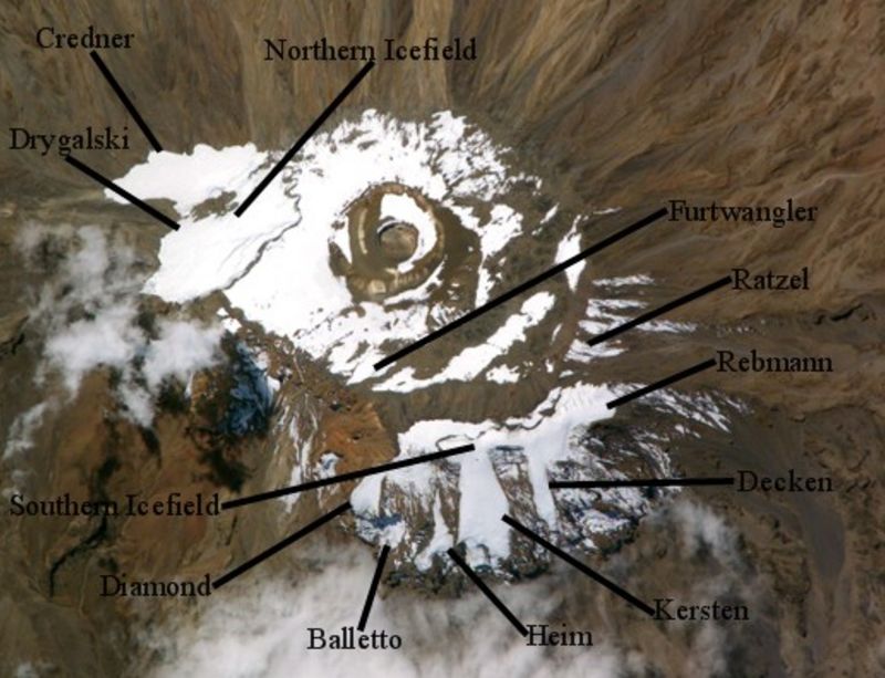 Kilimanjaro ice fields and glaciers