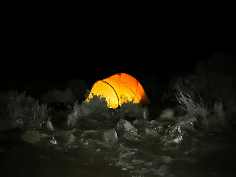 Tent at night on Shira Plateau