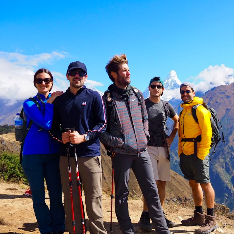 Ours. EBC trek group pic Ama Dablam