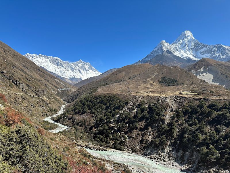Ama Dablam and river on EBC trek route
