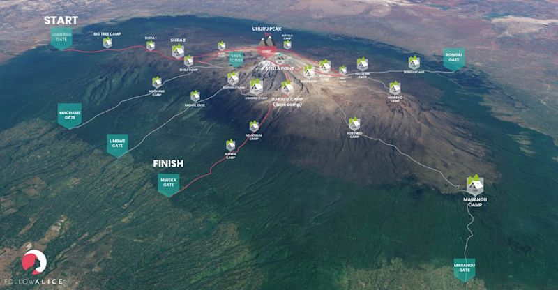 Northern Circuit of Kilimanjaro map