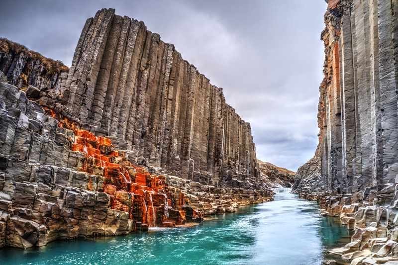 Studlagil basalt canyon, Iceland. One of the most wonderfull nature sightseeing in Iceland