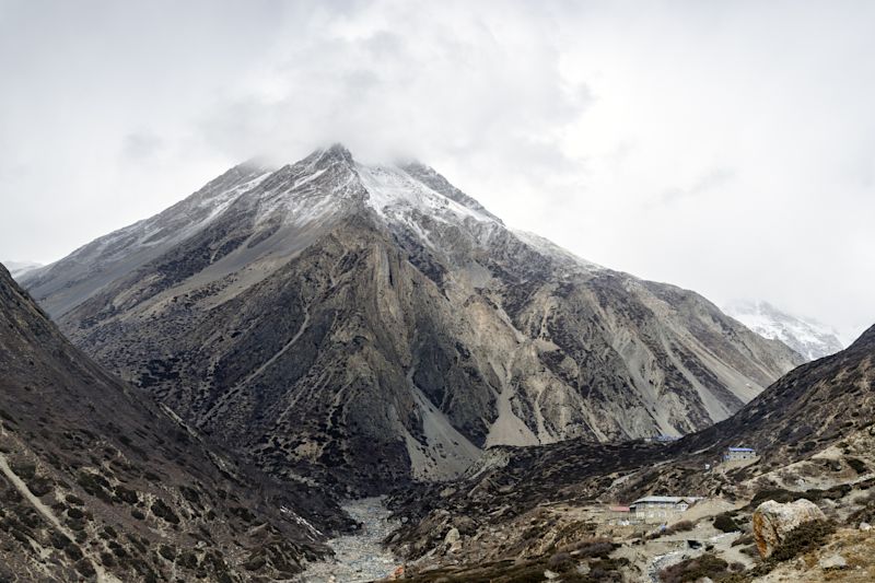 Yak Khaka village and Annapurna Mountains, Nepal trek