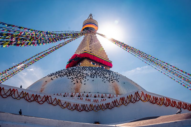 Kathmandu stupa prayer flags, Nepal